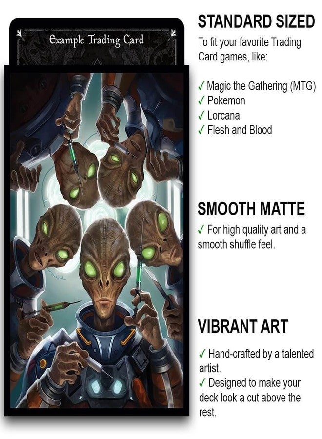 Fantasy North - The Abduction - 100 Smooth Matte TCG Trading Card Sleeves - Aliens - Fits Magic MTG Commander Pokemon and Other Card Games - Playing Card Sleeves (FN133S) - Image 2